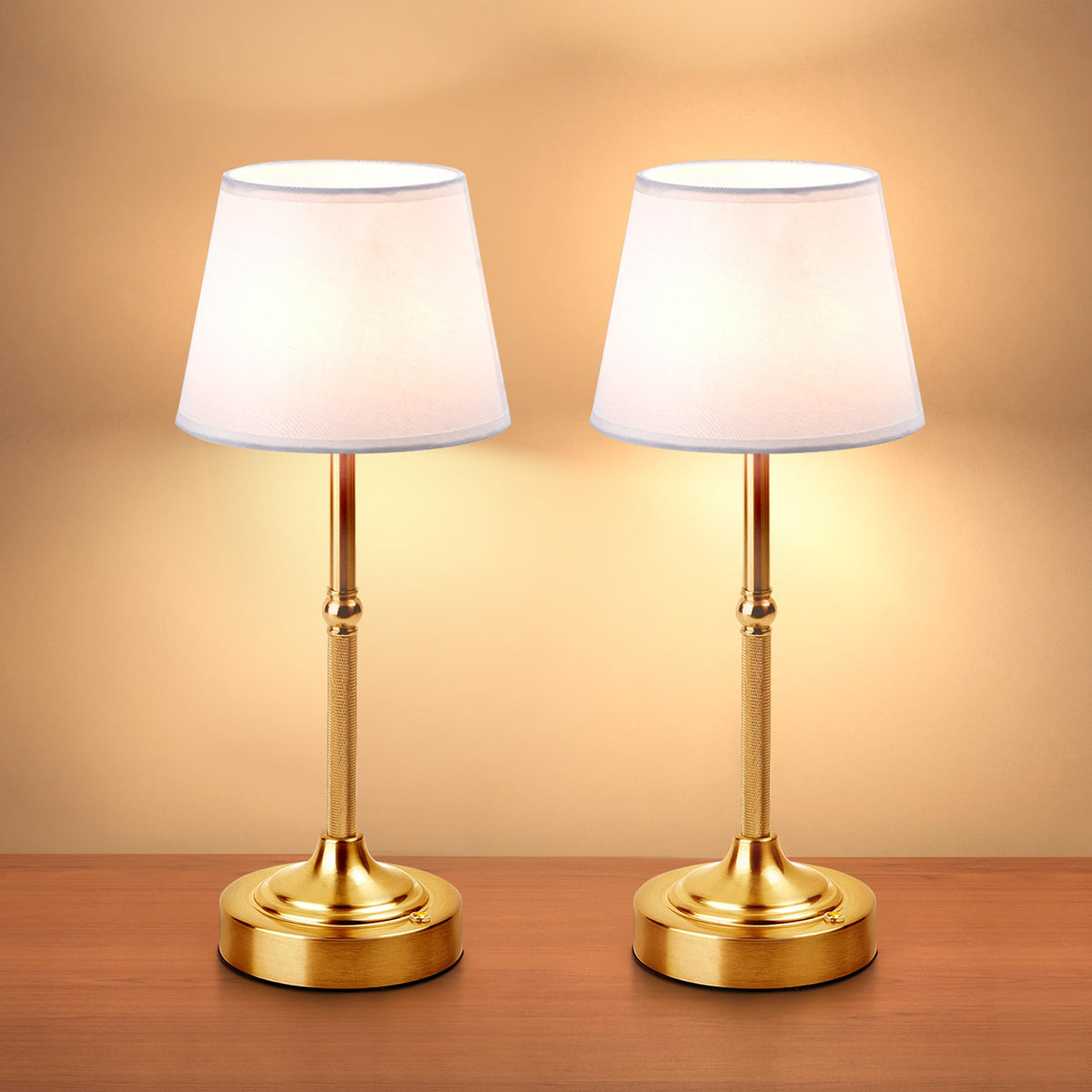 LUTEC 2 pack cordless table lamp packaging ready for display