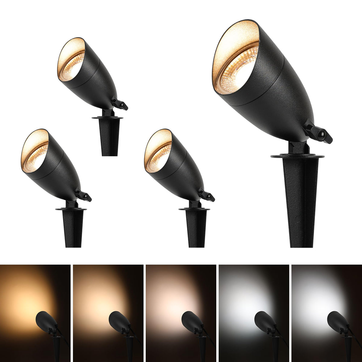 LUTEC 5CCT 12V landscape light close-up showing durable die-cast aluminum.