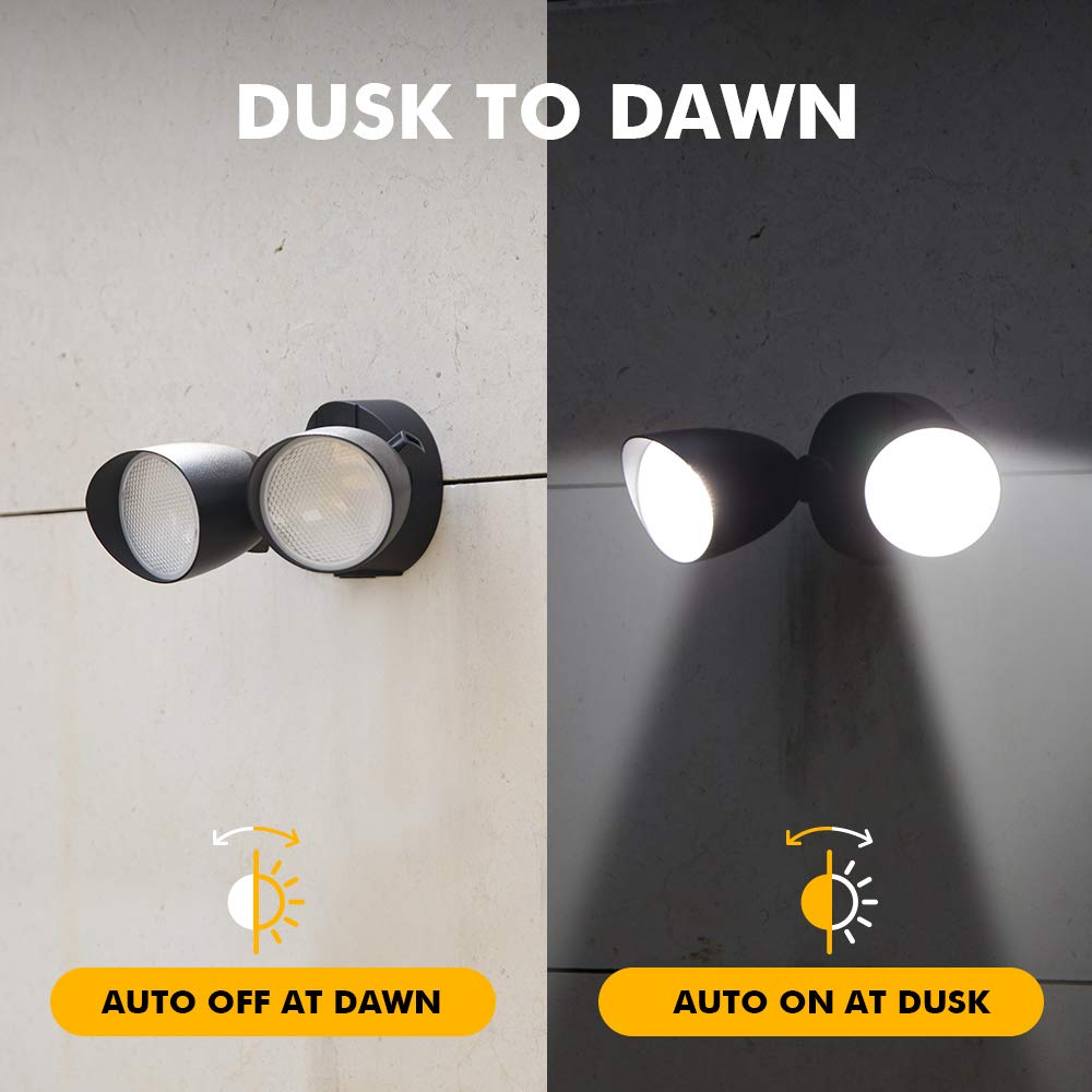 LUTEC 6222B-D2D dual-head flood light side view shows durable build