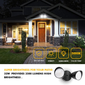 LUTEC outdoor security light on illuminating entry area at night
