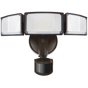 LUTEC 72W LED security light front view with three adjustable heads for yard security.