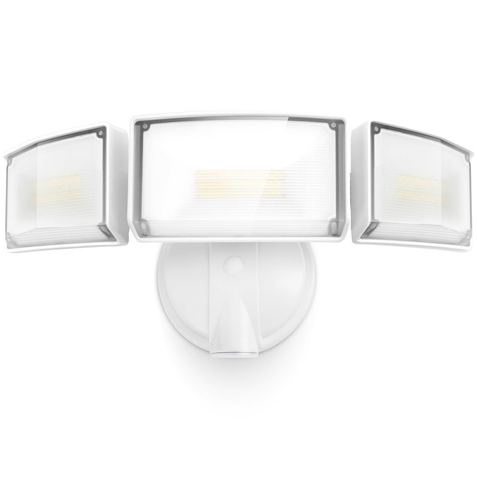LUTEC 75W flood light front view for driveway lighting and enhanced security