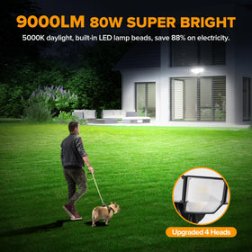 LUTEC flood light side angle with adjustable heads for customizable beam spread.