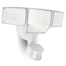 LUTEC 80W LED security light with four-head front view for wide area coverage.