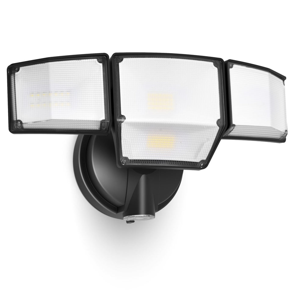 LUTEC 80W flood light front view showing bright 9000 lumens for clear night visibility