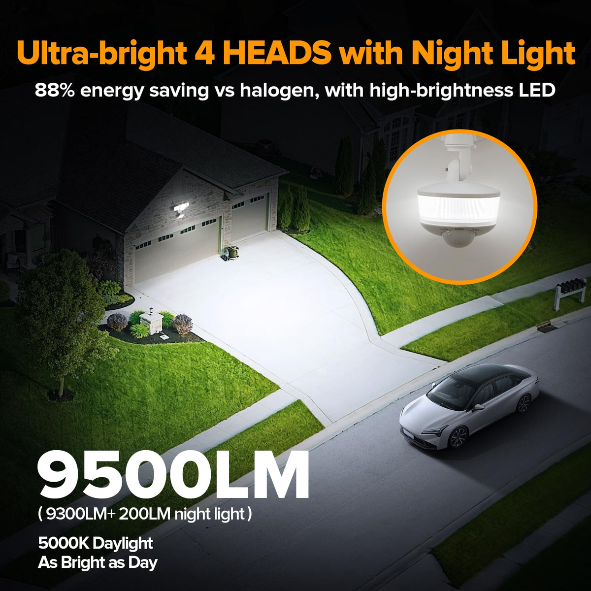 LUTEC motion sensor flood light activates with movement at night