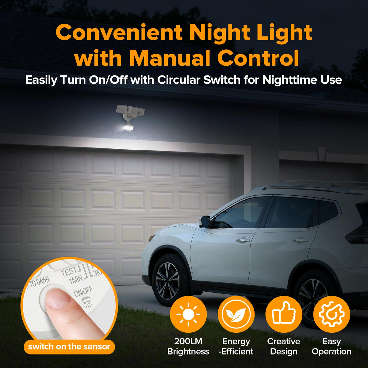 LUTEC night light option provides soft ambient glow