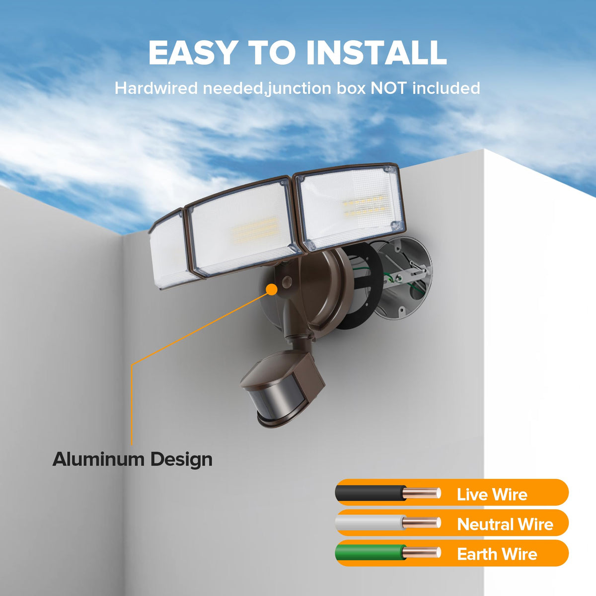 LUTEC aluminum body provides long-lasting reliability for outdoor spaces.