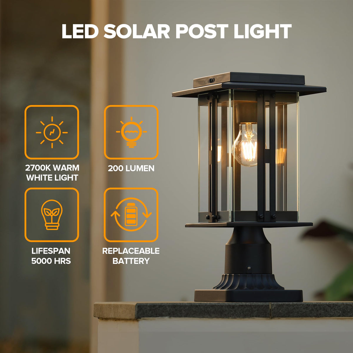 LUTEC clear-glass detail highlights classic outdoor lighting at night.