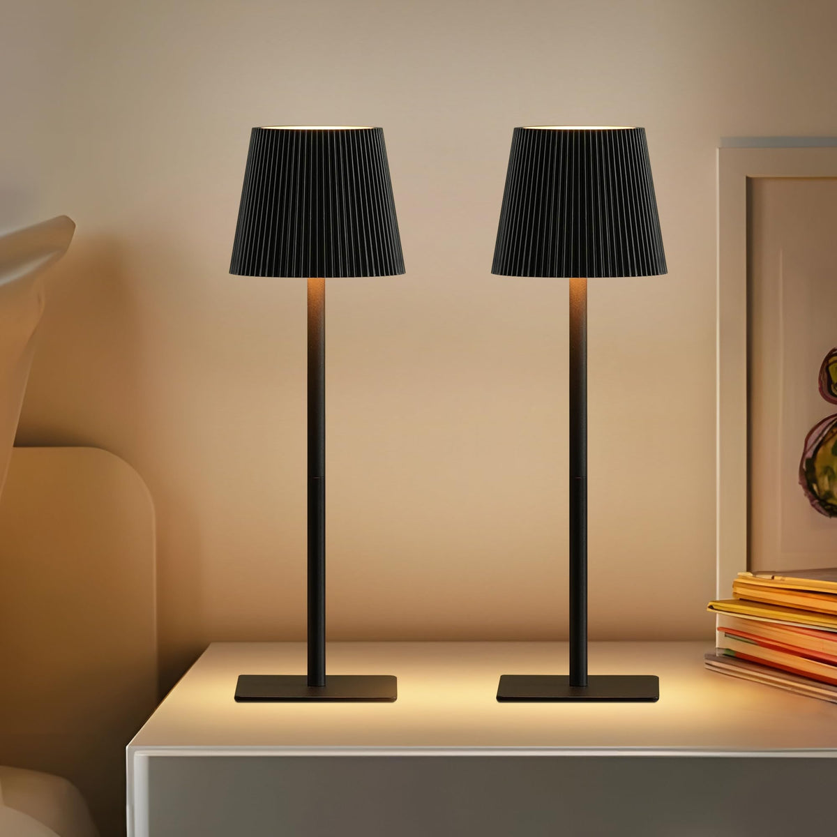 LUTEC lamp at 8.86 inches height for compact bedside illumination