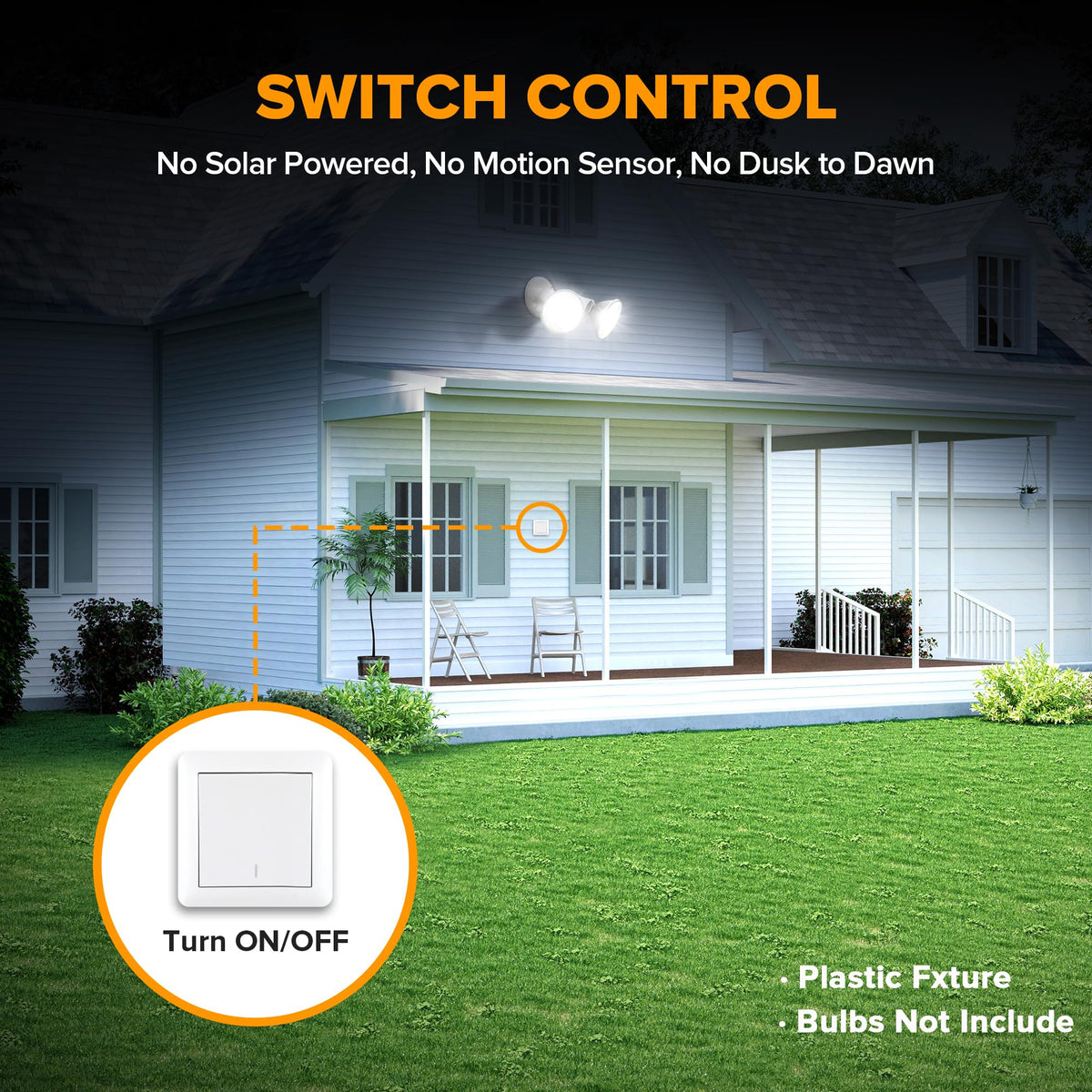 LUTEC outdoor flood light with dual heads tilting and rotating for versatile coverage.