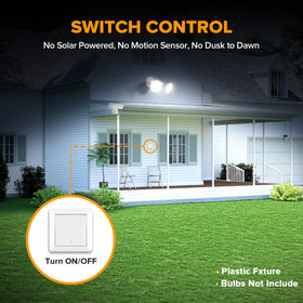 LUTEC outdoor flood light with dual heads tilting and rotating for versatile coverage.