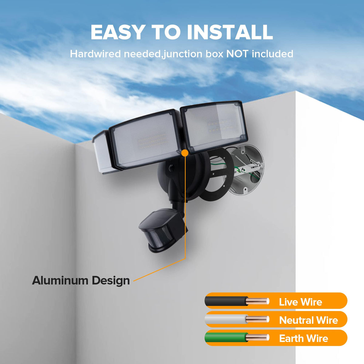 LUTEC long-life outdoor light rated at 50,000 hours for lasting performance.