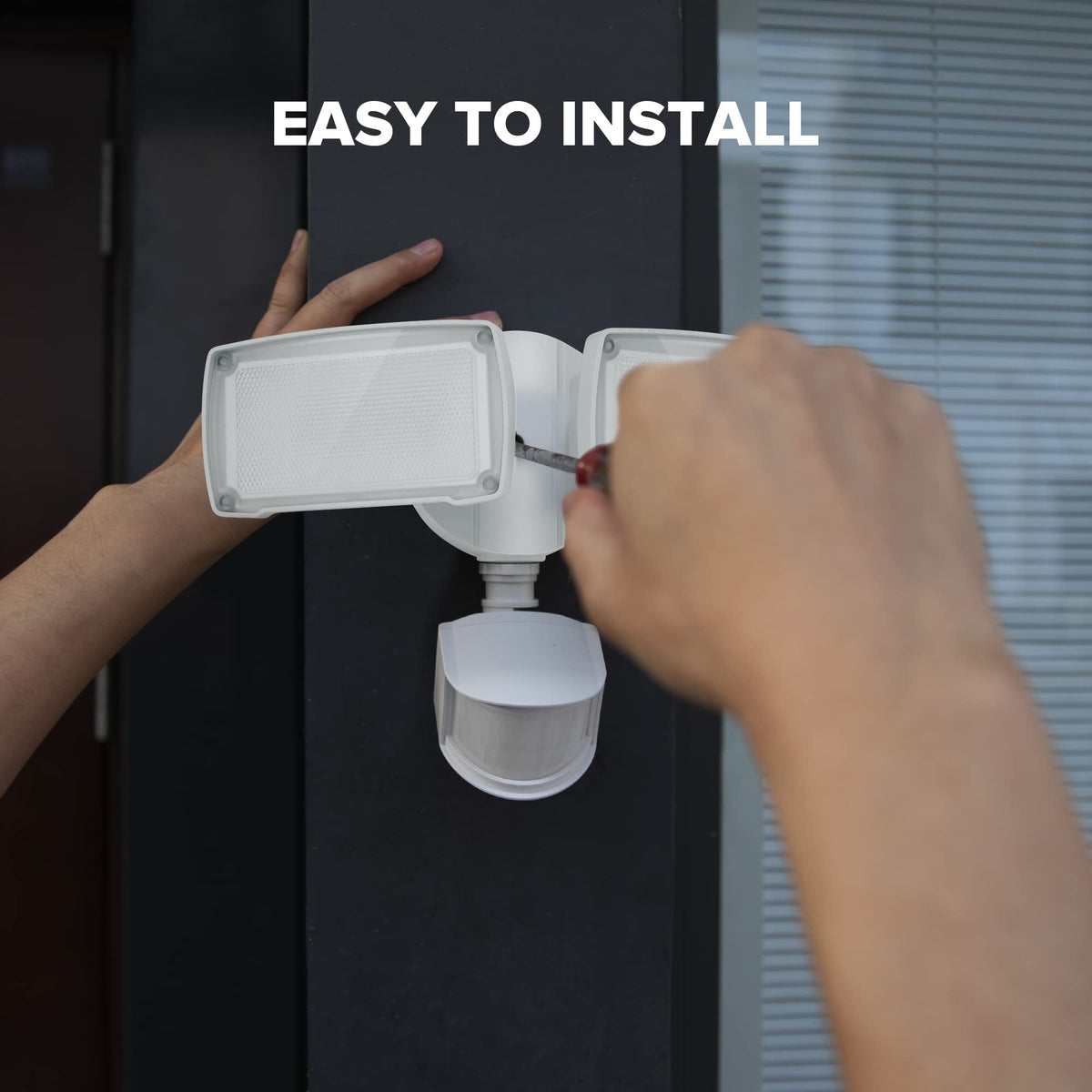 LUTEC motion-activated exterior light guides steps at night.