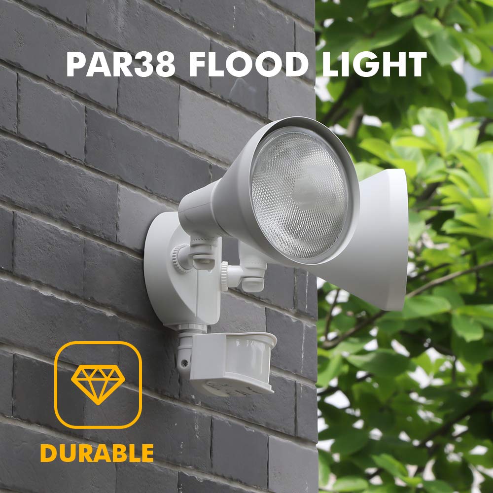 LUTEC motion-detection range spotlight activates with movement for added security.