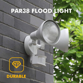 LUTEC motion-detection range spotlight activates with movement for added security.