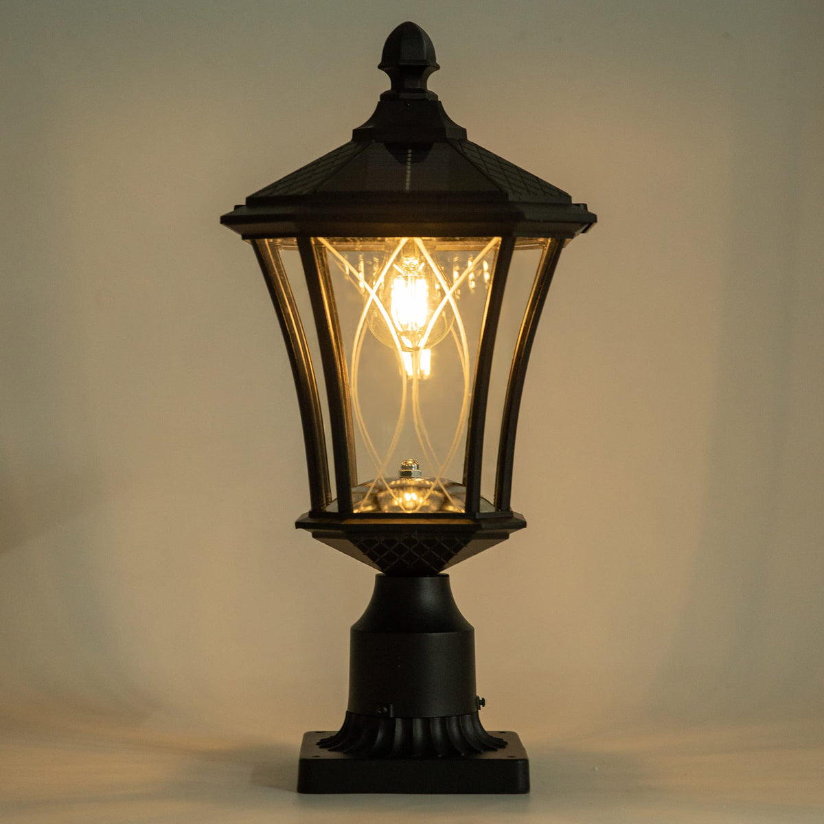 LUTEC outdoor solar lamp post light with pier base for easy garden illumination.