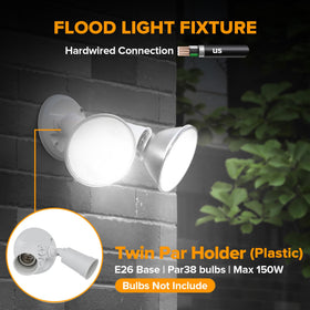 LUTEC Par38 E26 base compatibility supports incandescent and LED bulbs.