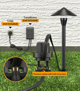 LUTEC pathway light demonstrating 8-inch beam coverage for broad illumination