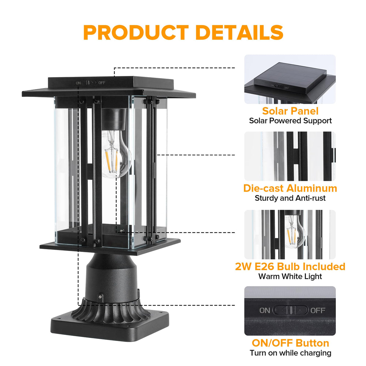 LUTEC pier-base included enables easy mounting for a clean curb appeal.