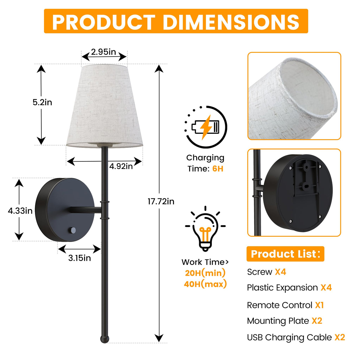 LUTEC remote-controlled dimmable LED wall sconce for adjustable brightness.