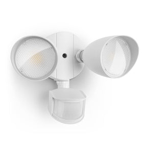 LUTEC security light front view showing broad porch illumination