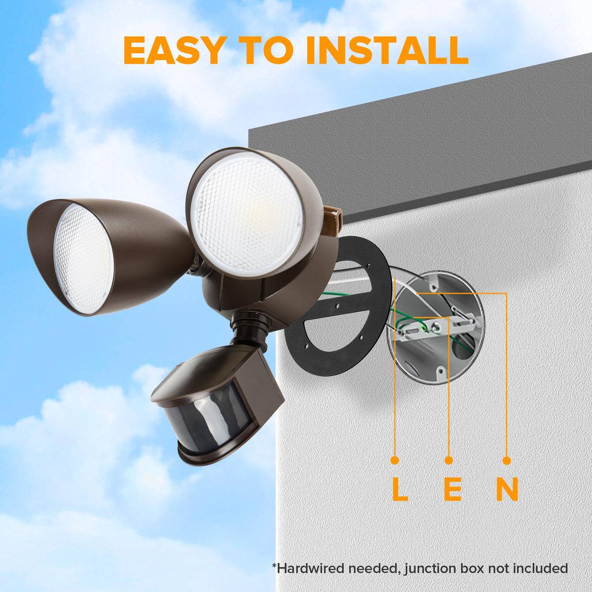 LUTEC security light in manual override mode for continuous operation.