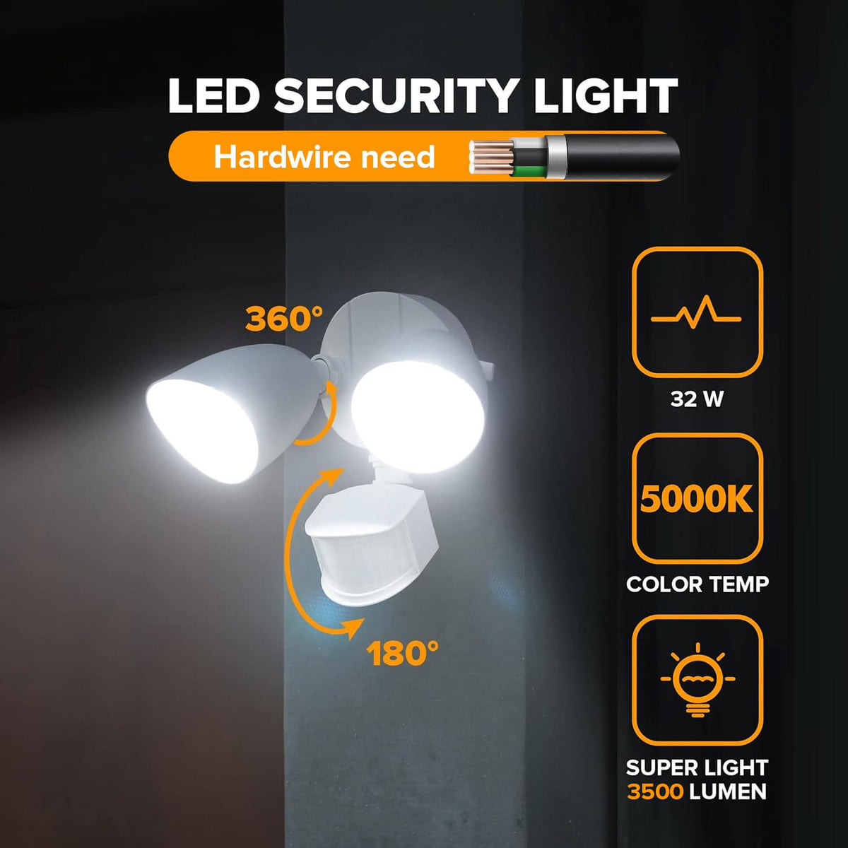 LUTEC security light with motion sensor activated for automatic yard lighting