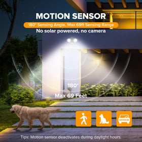 LUTEC security light with tiltable heads directing light to entryways