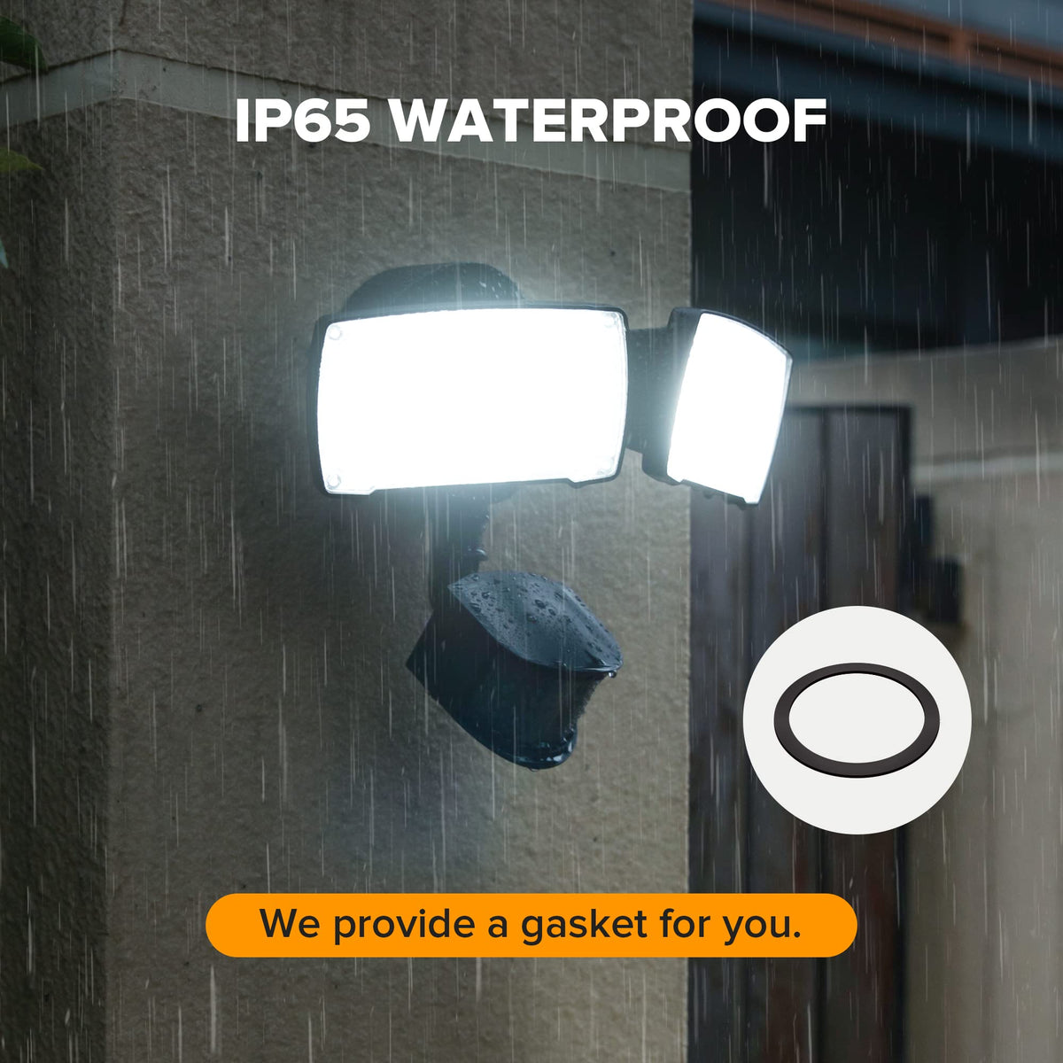 LUTEC back porch application with motion-activated lighting enhances entry security.