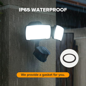 LUTEC back porch application with motion-activated lighting enhances entry security.
