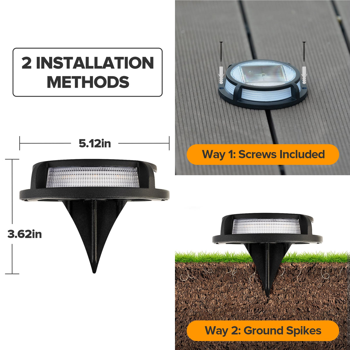 LUTEC solar driveway light at night emits warm glow