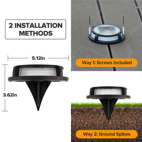 LUTEC solar driveway light at night emits warm glow