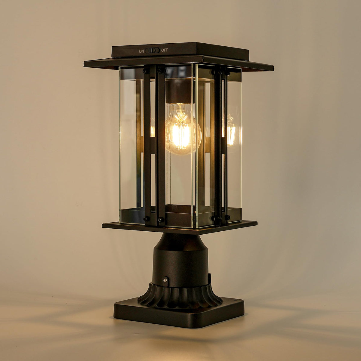 LUTEC solar lamp post light offers dusk-to-dawn outdoor illumination for pathways.