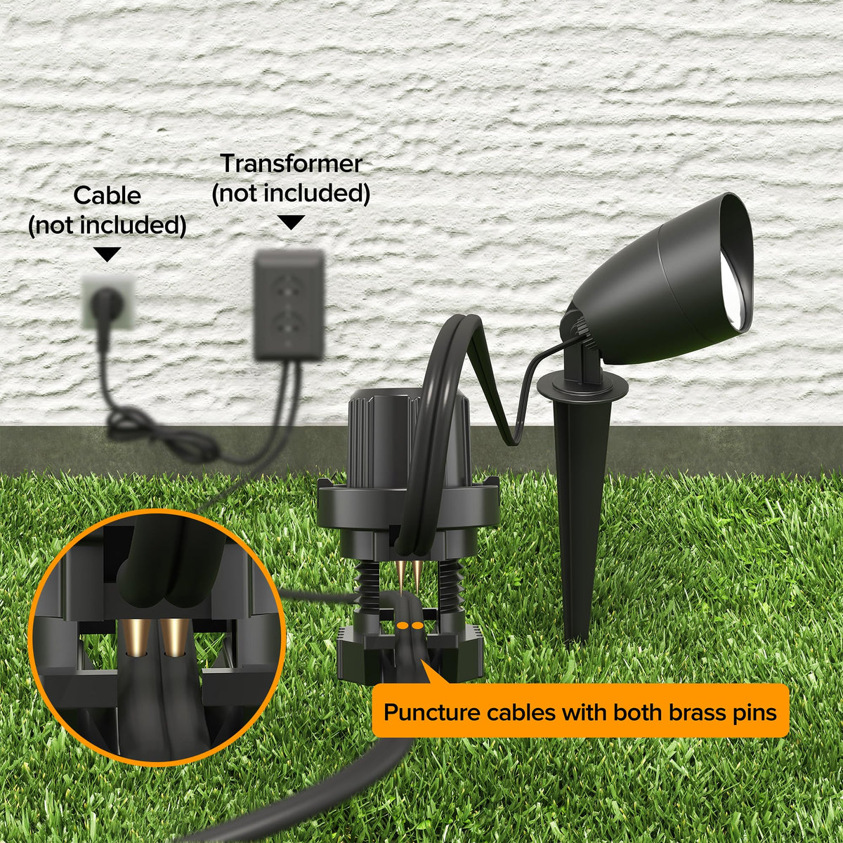 LUTEC garden-path spotlight guiding steps with warm illumination