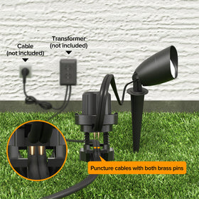 LUTEC garden-path spotlight guiding steps with warm illumination