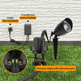 LUTEC tree garden spotlight at dusk showing even color options.