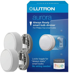 Lutron Aurora dimmer on wall controls Hue lights with ease.