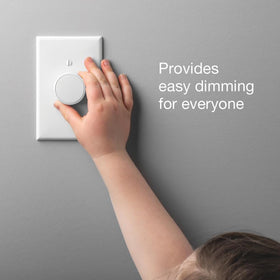 Lutron Aurora rotary knob shown for precise lighting levels at a glance.