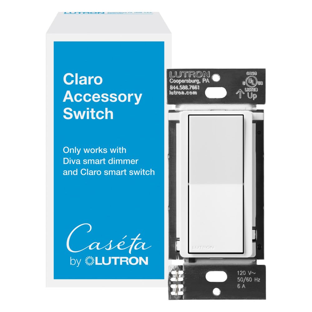 Lutron Caseta Claro accessory switch close-up for easy multi-location control