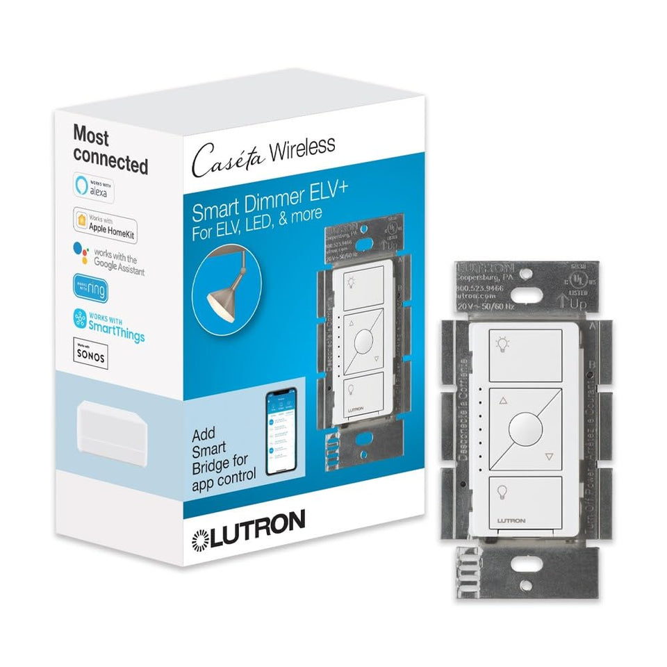 Lutron Caseta ELV+ dimmer in-wall installation for seamless LED control