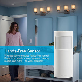 Lutron Caseta motion sensor offers 60 ft range for connected lighting control.