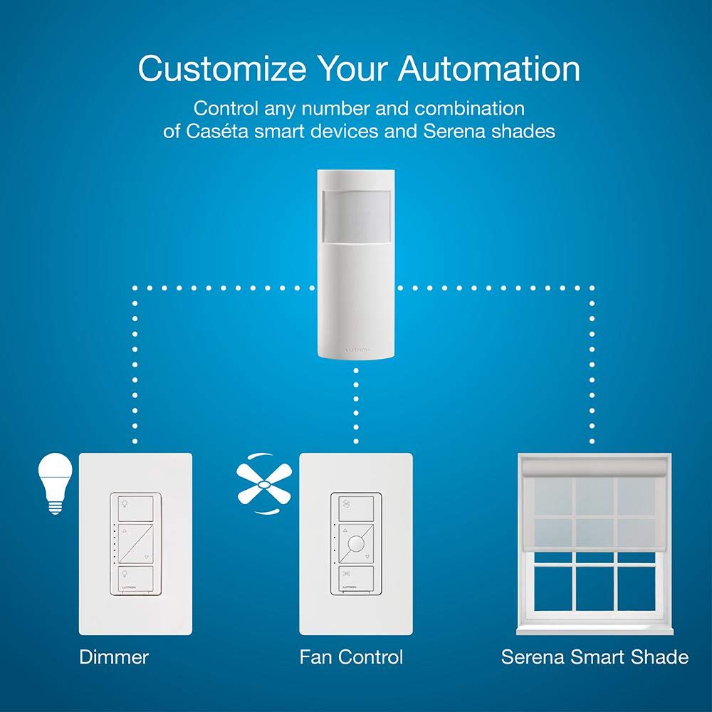 Lutron Caseta motion sensor freestanding on a surface enables hands-free lighting.