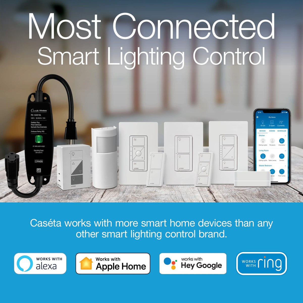 Lutron Caséta Smart Hub supports up to 75 devices for scalable smart homes.