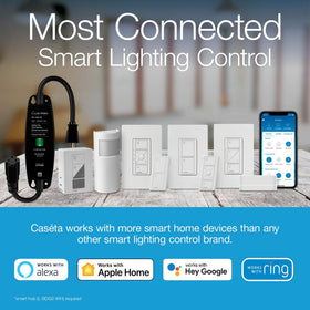 Caseta smart switch enabling patio deck scene for outdoor entertaining.