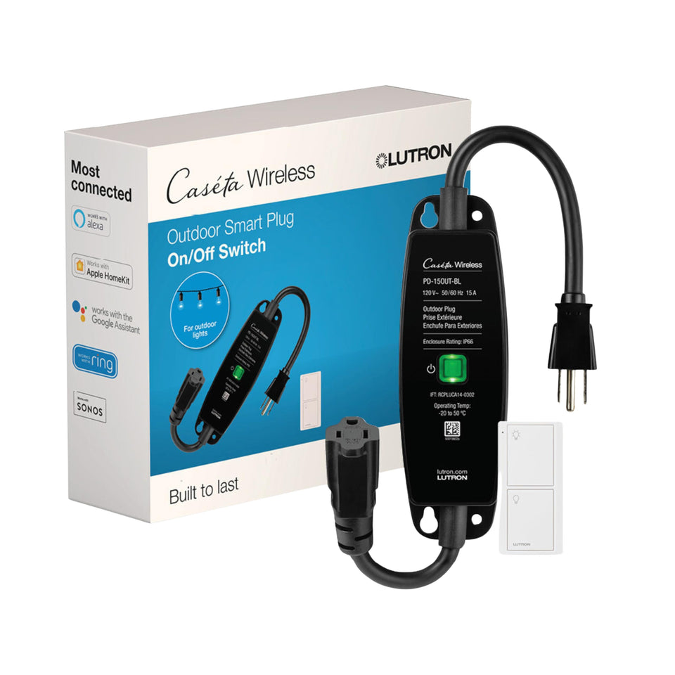 Lutron Caseta Weatherproof Outdoor Smart Plug ready for landscape lighting control