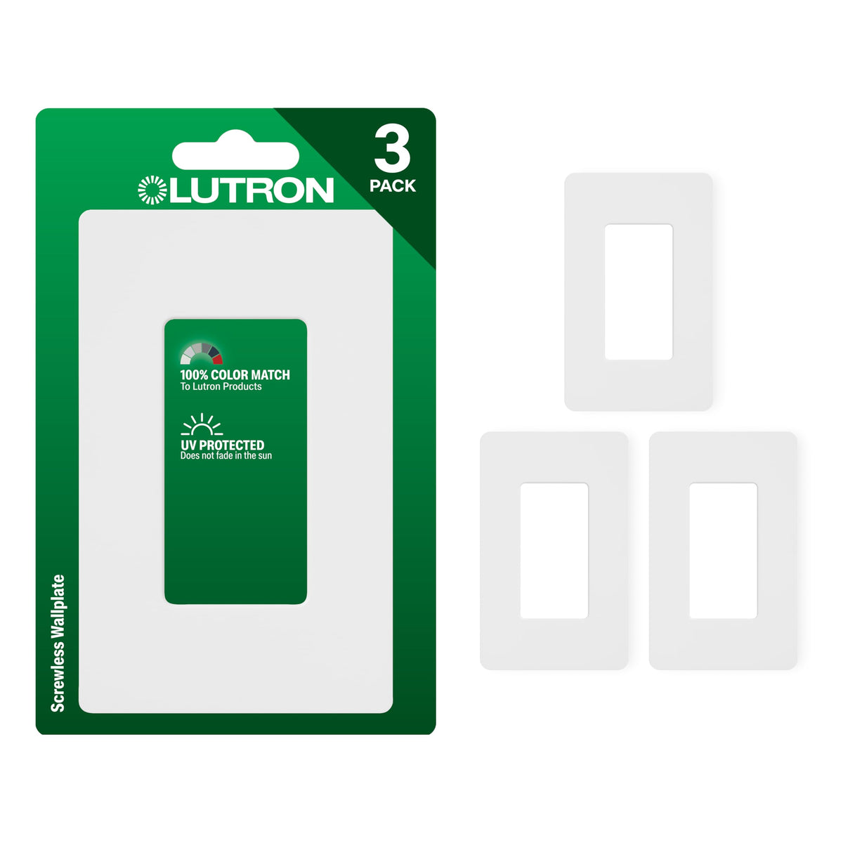 Lutron Claro 1-gang screwless wall plate with flush mount for clean walls.