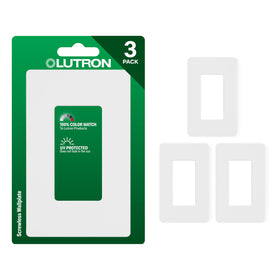 Lutron Claro 1-gang screwless wall plate with flush mount for clean walls.