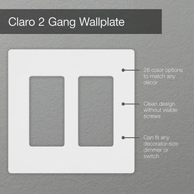 Lutron Claro 2-gang wallplate back view showing 4-pack ready for upgrade.