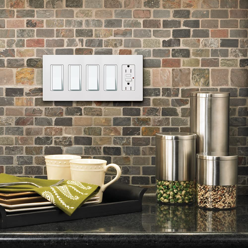 Lutron Claro decorative wall plate in gloss white complements switches and dimmers.